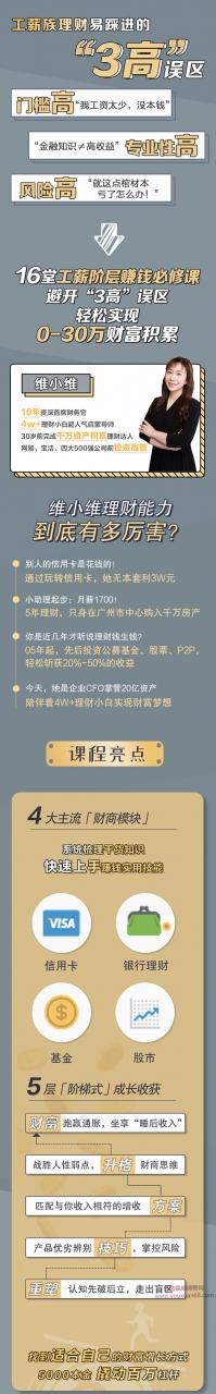 【维小维】工薪族逃离死工资指南快速实现0-30万财富积累16堂课-爱雅微课