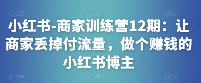 小红书商家训练营12期:让商家丢掉付流量,做个赚钱的小红书博主!-爱雅微课