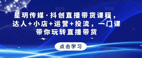 【星玥传媒】抖创直播带货课程,达人+小店+运营+投流,一门课带你玩转直播带货-爱雅微课