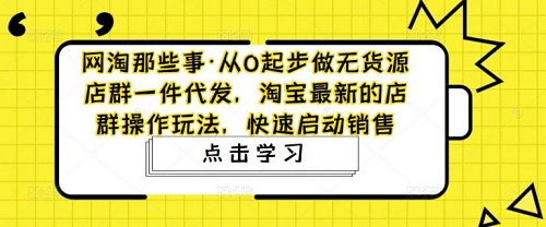 【网淘那些事】原价3980元的从0起步做无货源店群一件代发，淘宝最新的店群操作玩法！-爱雅微课