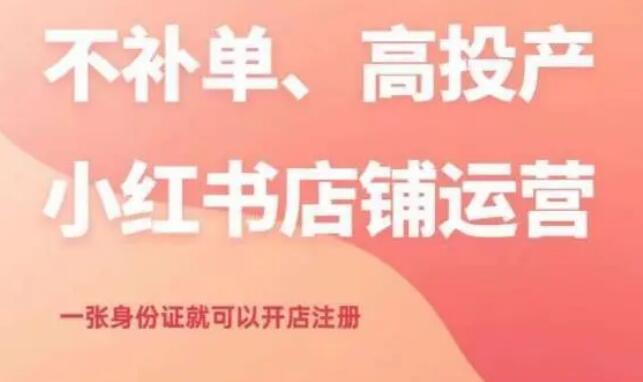 不补单、高投产的小红书店铺运营，一张身份证就可以开店注册-爱雅微课