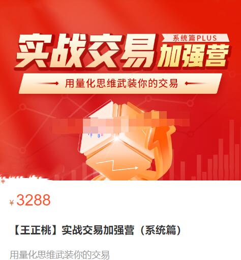 【王正桃】原价3288元《实战交易加强营 系统篇》网盘课程下载-爱雅微课