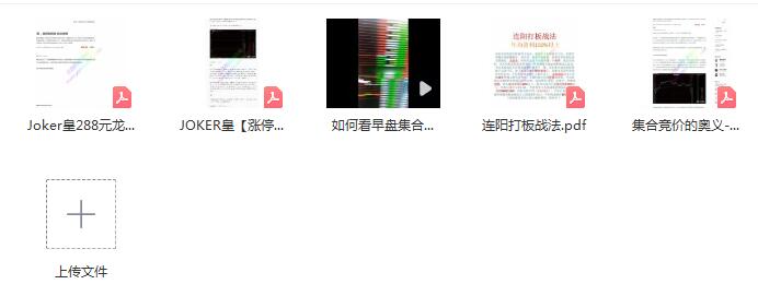 【joker皇】《集合竞价的奥义+龙头首阴战法+连阳打板战法 PDF文档》网盘课程下载
