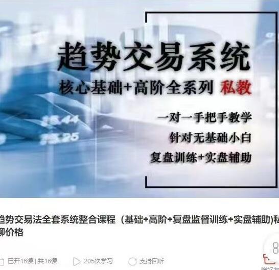 《趋势交易系统核心基础+高阶全系列》网盘课程下载