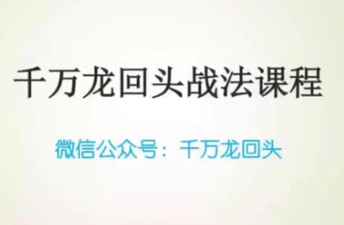 【千万龙回头】《公众号千万龙回头龙哥 千万龙回头战法课程》网盘课程下载