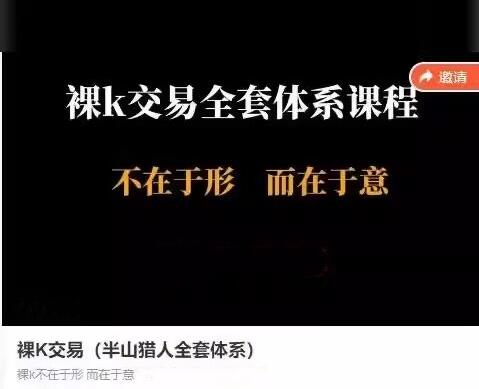 【半山猎人】《裸K交易(半山猎人全套体系)视频课 裸K不在于形而在于意》网盘课程下载