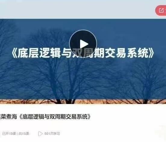 【韭菜煮海】《底层逻辑与双周期交易系统 音频课》网盘课程下载