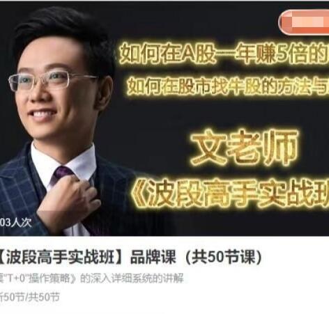 【文秋明】《文秋明文老师 波段高手实战班 品牌课 共50节课》网盘课程下载