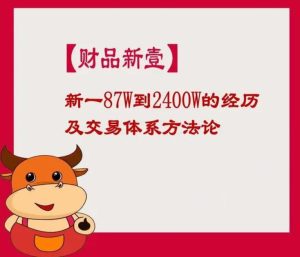 【财品新壹】《新一87到2400万的经历及交易体系方法论》网盘课程下载-爱雅微课