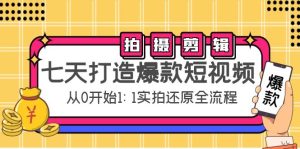 七天打造爆款短视频:拍摄+剪辑实操课,从0开始1:1实拍还原实操全流程-爱雅微课