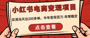 小红书电商变现项目:实测当天出200多单,半年变现百万-非常稳定!-爱雅微课