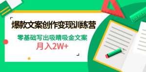 爆款短文案创作变现训练营:零基础写出吸睛吸金文案,月入2W+-爱雅微课