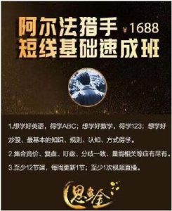 【思多金】原价1688元的《阿尔法猎手短线基础速成班》网盘课程下载-爱雅微课