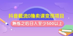 抖音截流0撸卖课变现项目:这个玩法熟练之后日入至少500以上!-爱雅微课