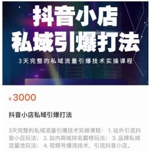【金圈圈】原价3000元的抖音小店私域引爆打法,3天完整的私域流量引爆技术实操课程-爱雅微课