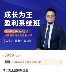 【吴国平】原价3999元的《吴国平:成长为王盈利系统班》网盘课程下载-爱雅微课