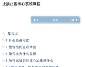 【无浊之隅】《无浊之隅-止损止盈核心系统课程 PDF》网盘课程下载-爱雅微课