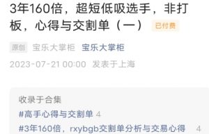 【宝乐大掌柜】《3年160倍,超短低吸选手,非打板,心得与交割单》网盘课程下载-爱雅微课