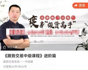 【李炳增】《李炳增 跟势交易系统期货课程 中级》网盘课程下载-爱雅微课