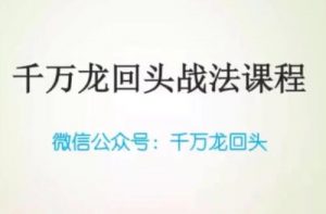【千万龙回头】《公众号千万龙回头龙哥 千万龙回头战法课程》网盘课程下载-爱雅微课