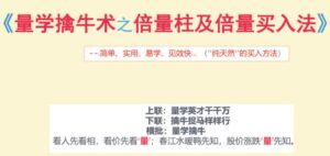 【孙小飞】《量学擒牛术之倍量买入法之实战交易系统 8PDP干货文档》网盘课程下载-爱雅微课
