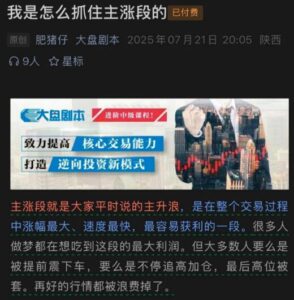 【大盘剧本】《250721付费文：我是怎么抓住主涨段的？》网盘课程下载-爱雅微课