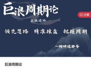 【调研佬胖爷】《调研佬胖爷-巨浪周期论实战进阶》网盘课程下载-爱雅微课