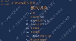 【小草短线龙头量化】《小草短线龙头量化竞神小草-模式切换》网盘课程下载-爱雅微课
