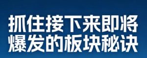 【精品课程】《抓住接下来即将爆发的板块秘诀 7文档》网盘课程下载-爱雅微课