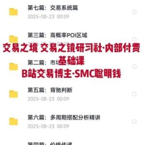 【SMC聪明钱】《交易之境订单流精讲 交易之镜研习社 内部付费基础课 B站交易博主 SMC聪明钱》网盘课程下载-爱雅微课