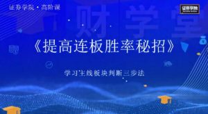 【郑声友】《决胜连板之8大高阶战法特色课》网盘课程下载-爱雅微课