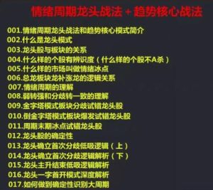 【精品课程】《龙头战法龙头狙击手情绪周期龙头战法和趋势核心22课视频》网盘课程下载-爱雅微课